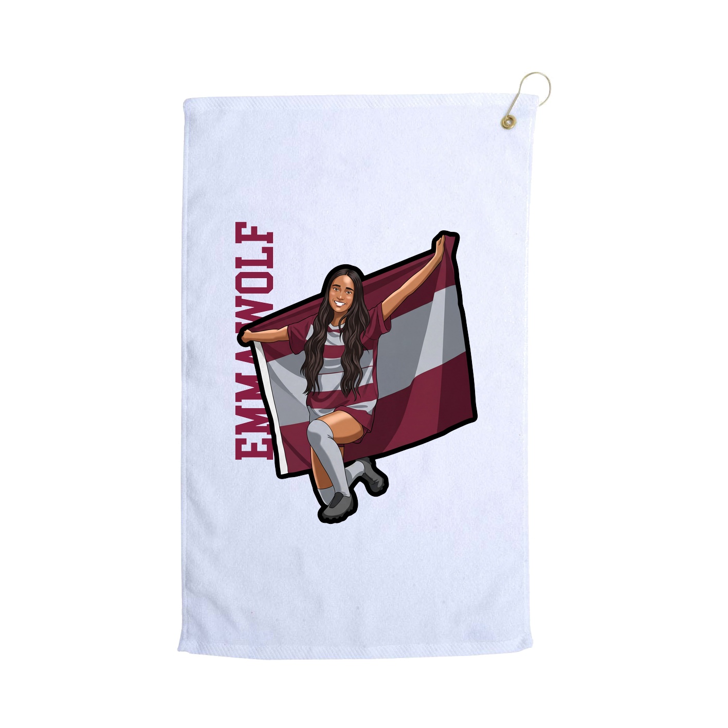 Golf Towel — Name Vertical in White