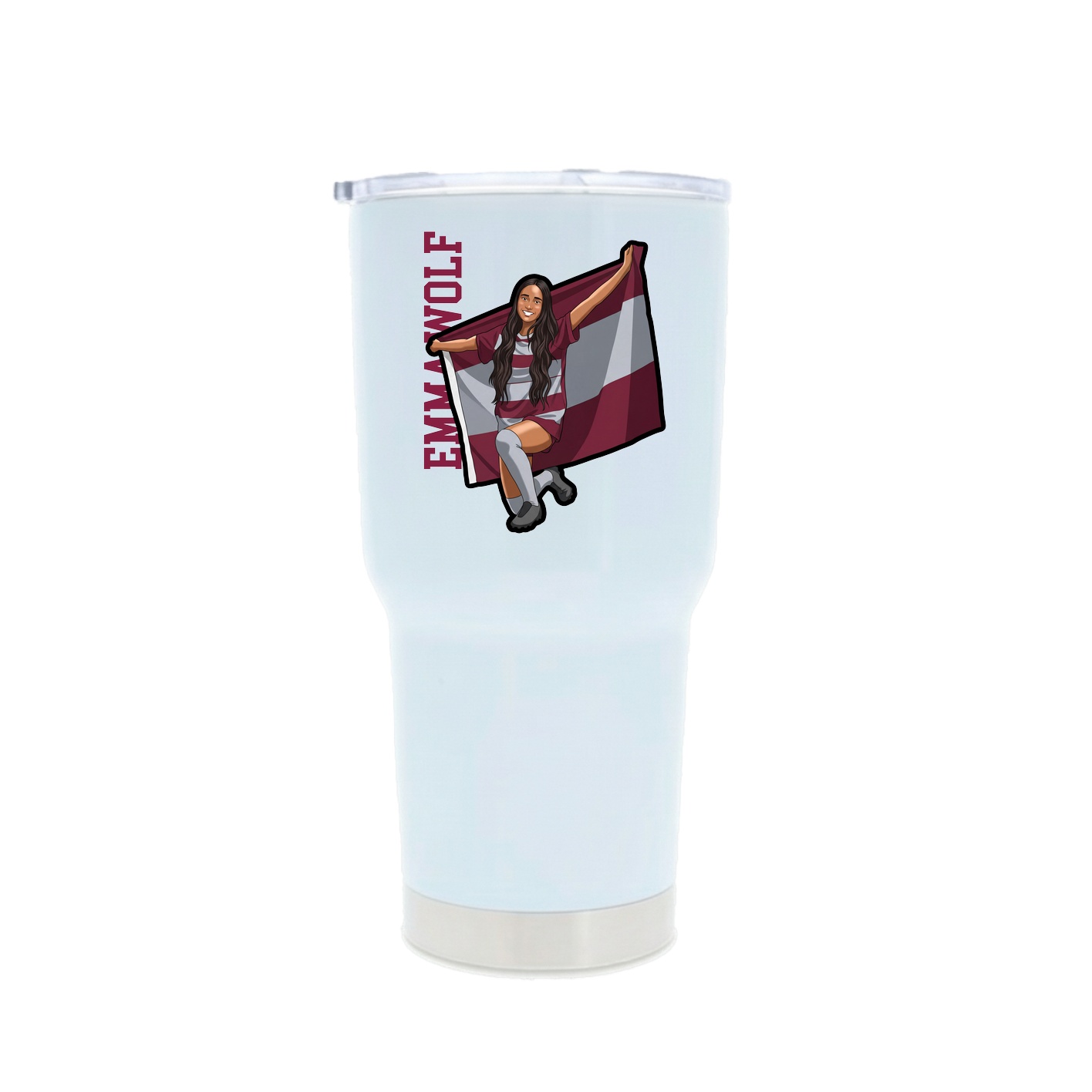 30oz Stainless Steel Tumbler — Name Vertical in White