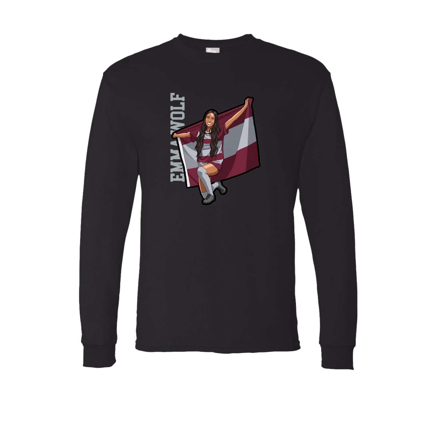 Long Sleeve Tee — Name Vertical in Black