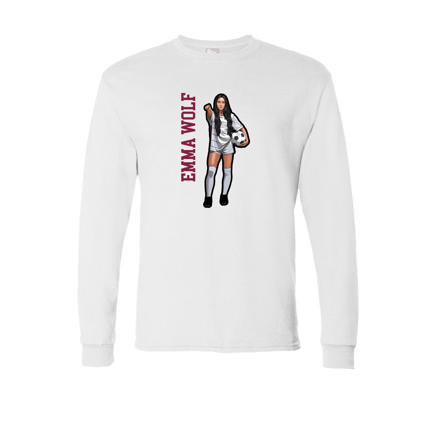 Long Sleeve Tee — Name Vertical in White