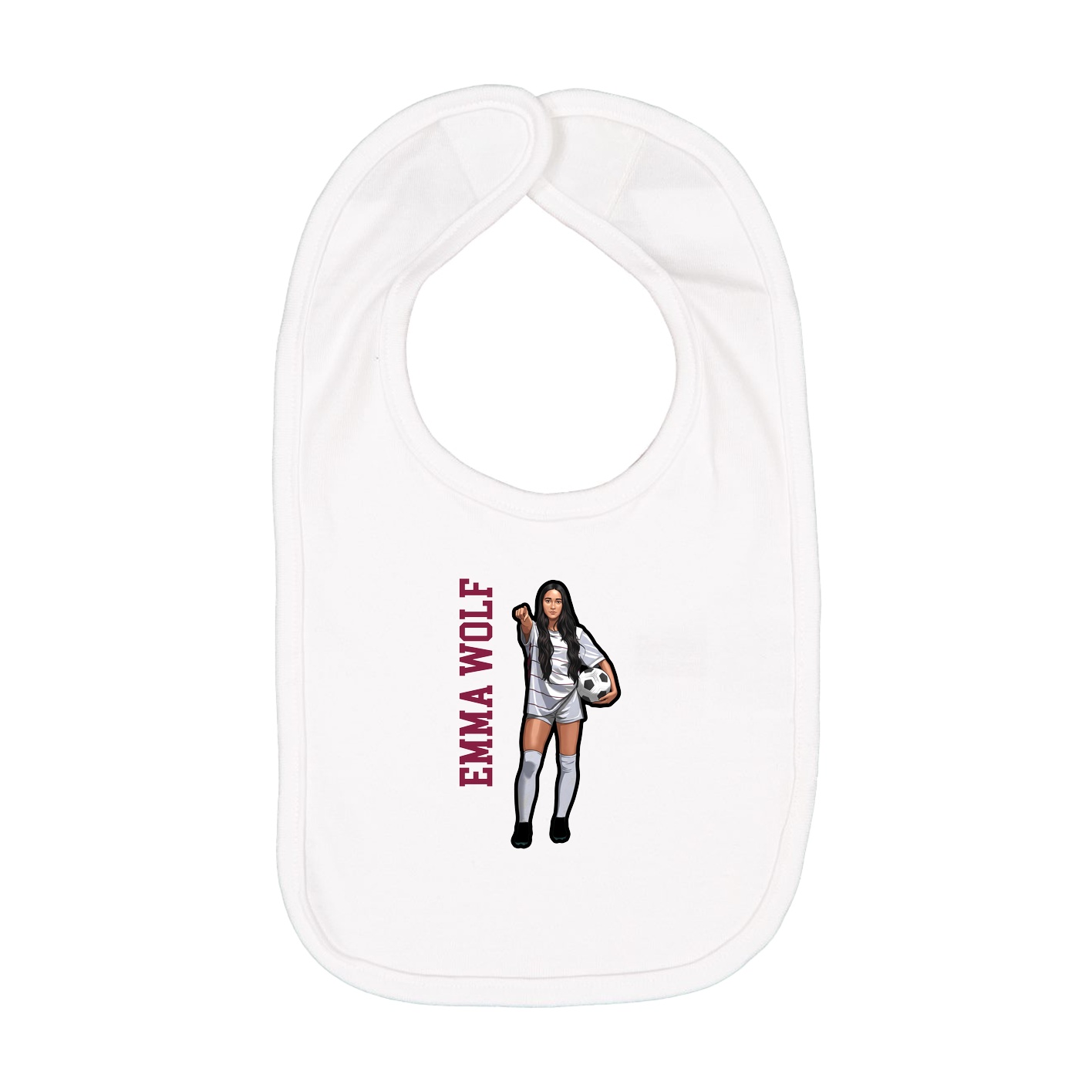 Infant Bib — Name Vertical in White