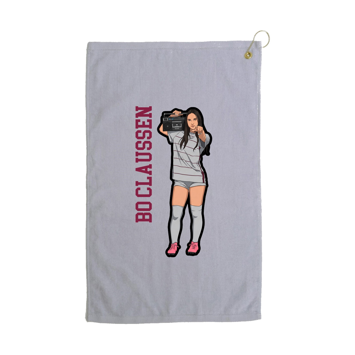 Golf Towel — Name Vertical in Grey
