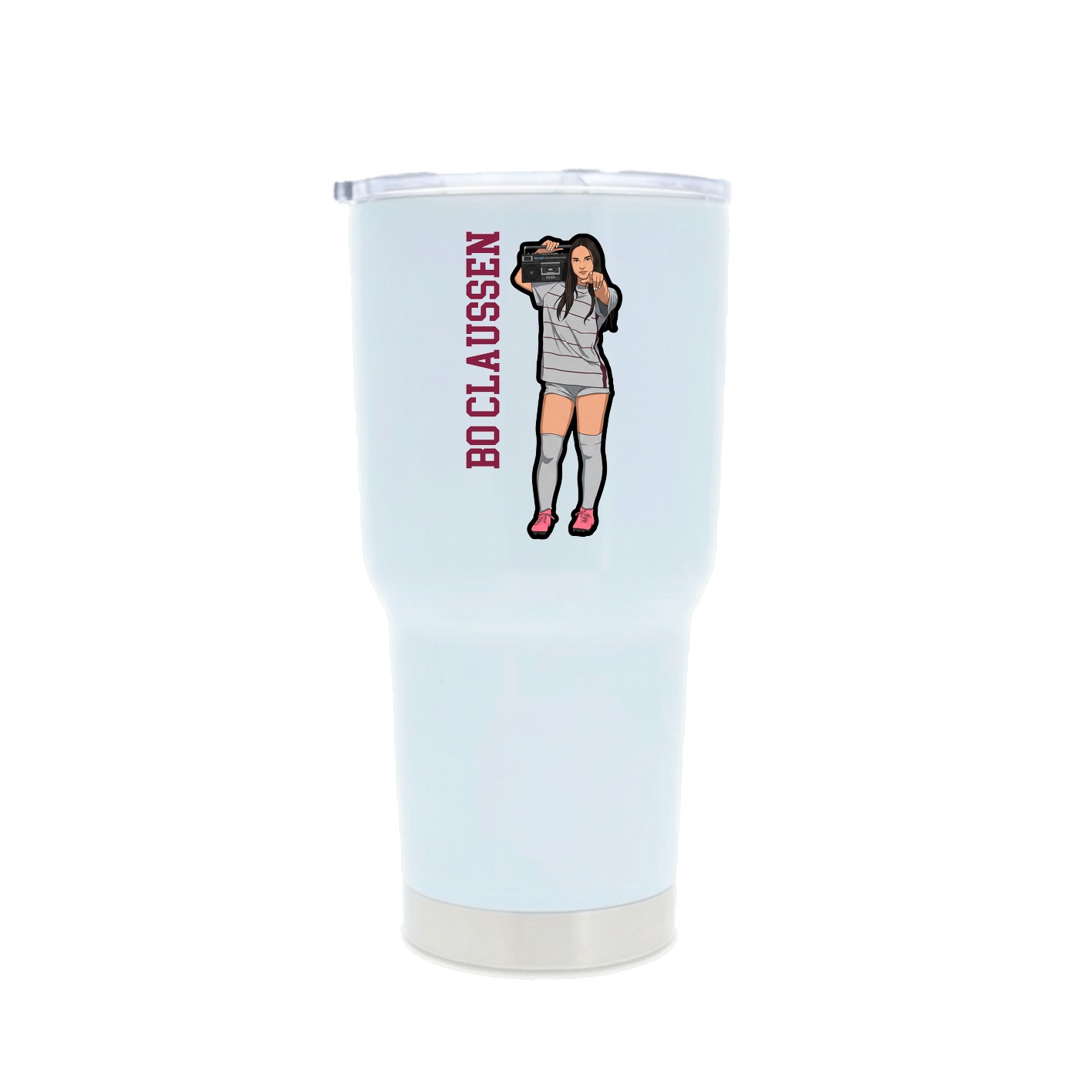 30oz Stainless Steel Tumbler — Name Vertical in White