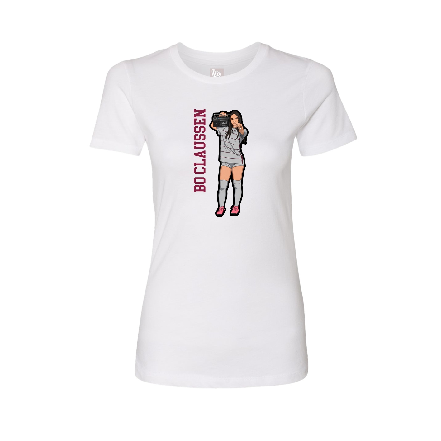 Fitted Women's Tee — Name Vertical in White