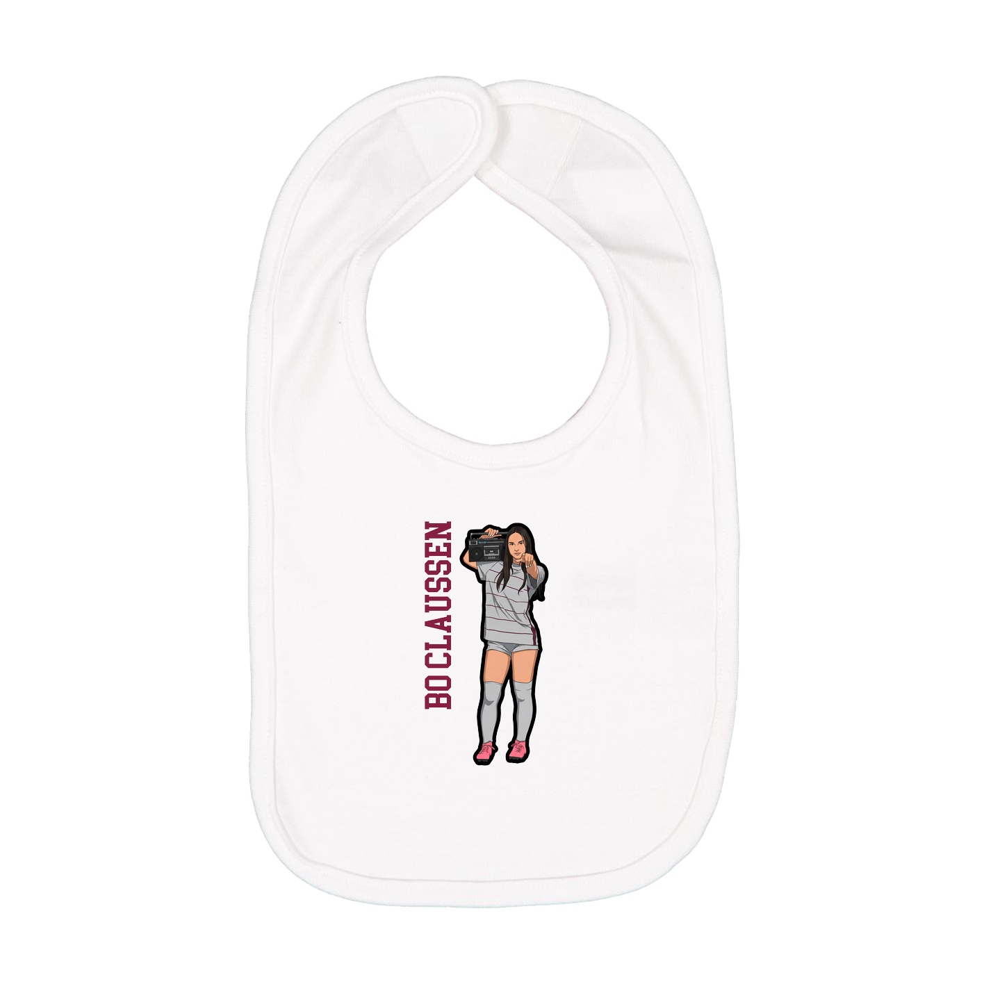 Infant Bib — Name Vertical in White