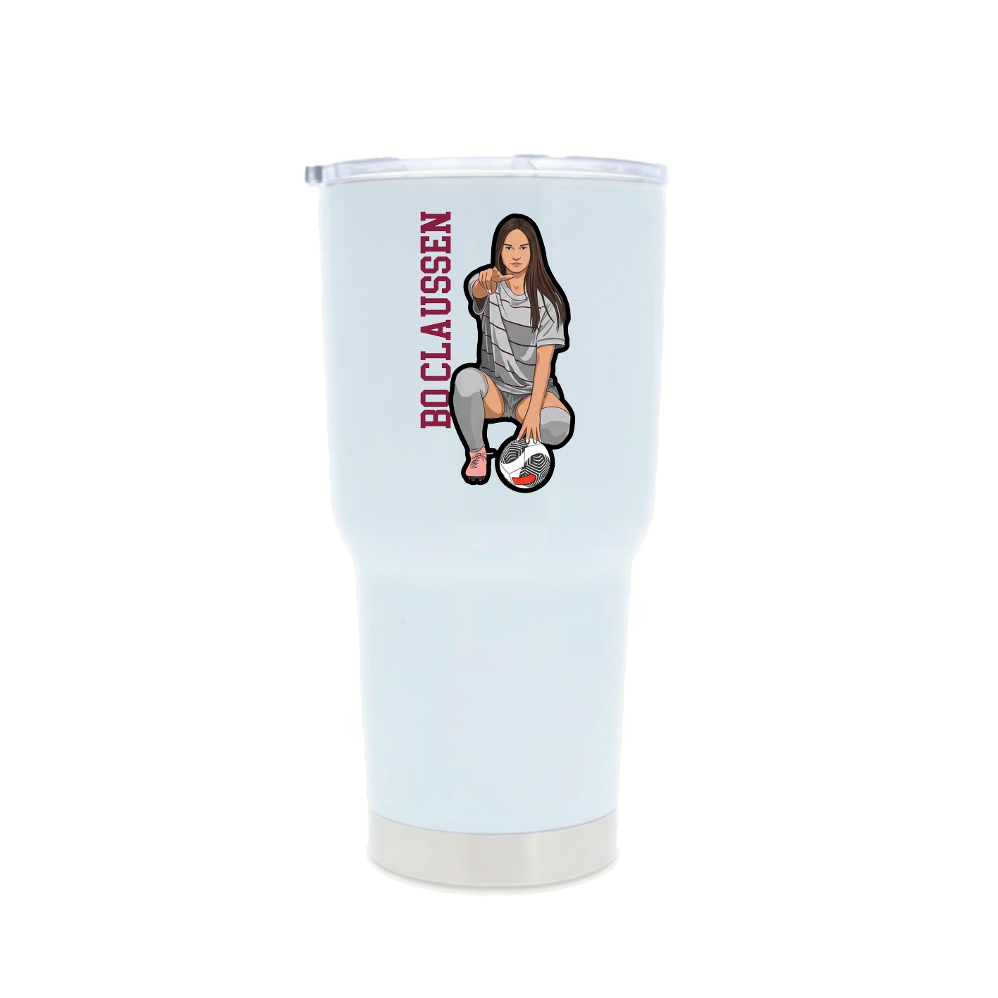 30oz Stainless Steel Tumbler — Name Vertical in White