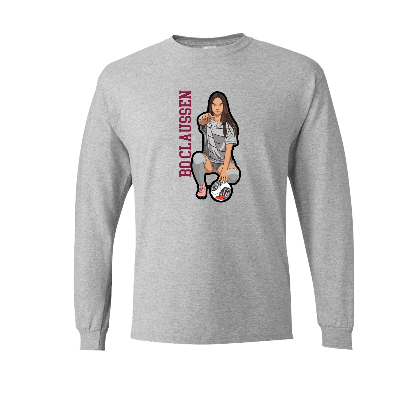Long Sleeve Tee — Name Vertical in Grey