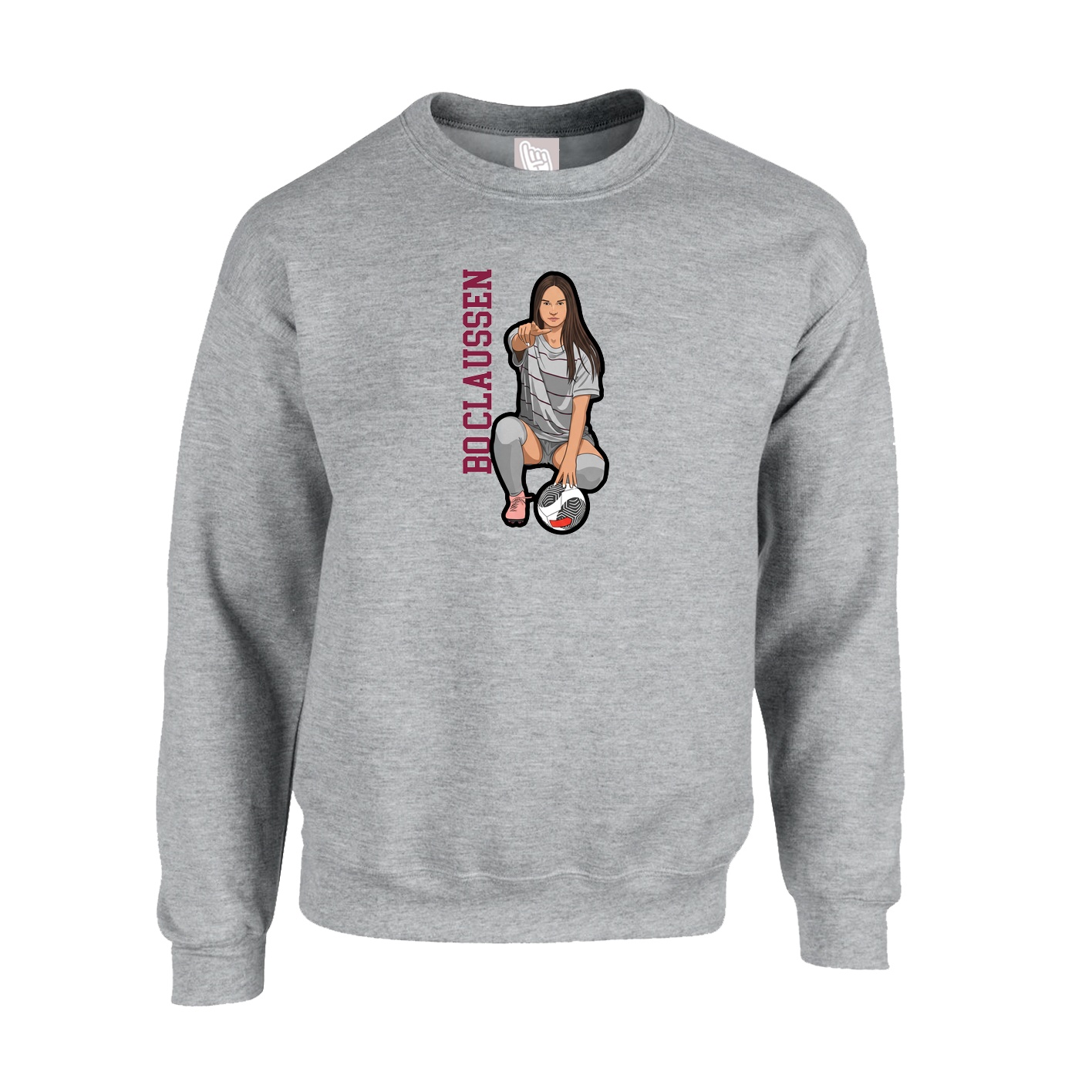 Fleece Crew — Name Vertical in Grey