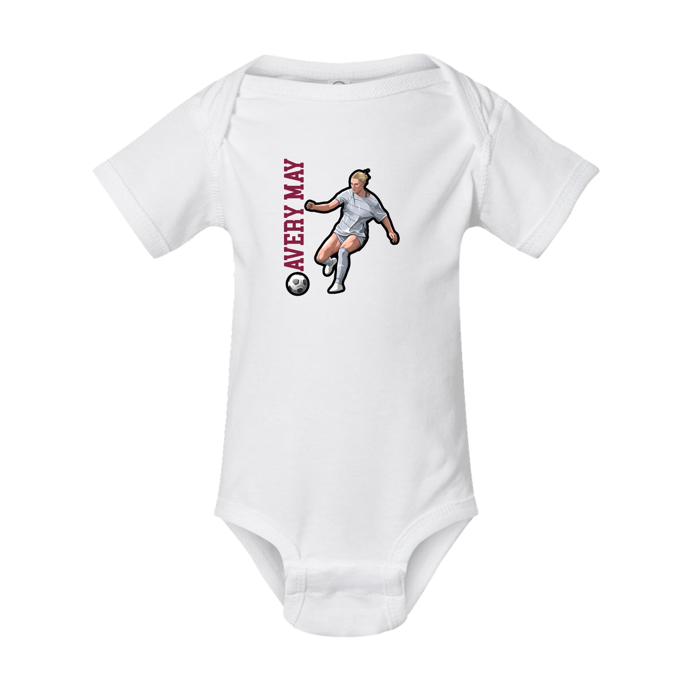Baby Onesie — Name Vertical in White