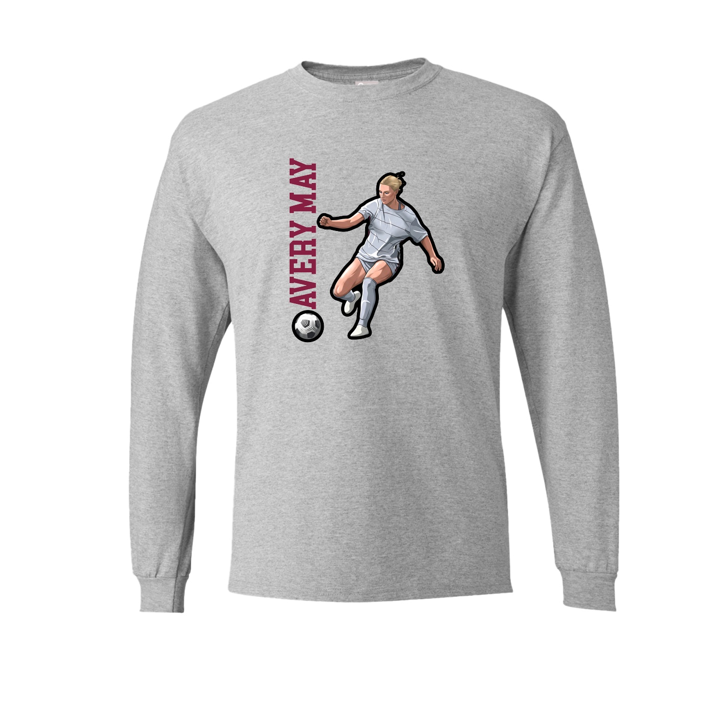 Long Sleeve Tee — Name Vertical in Grey