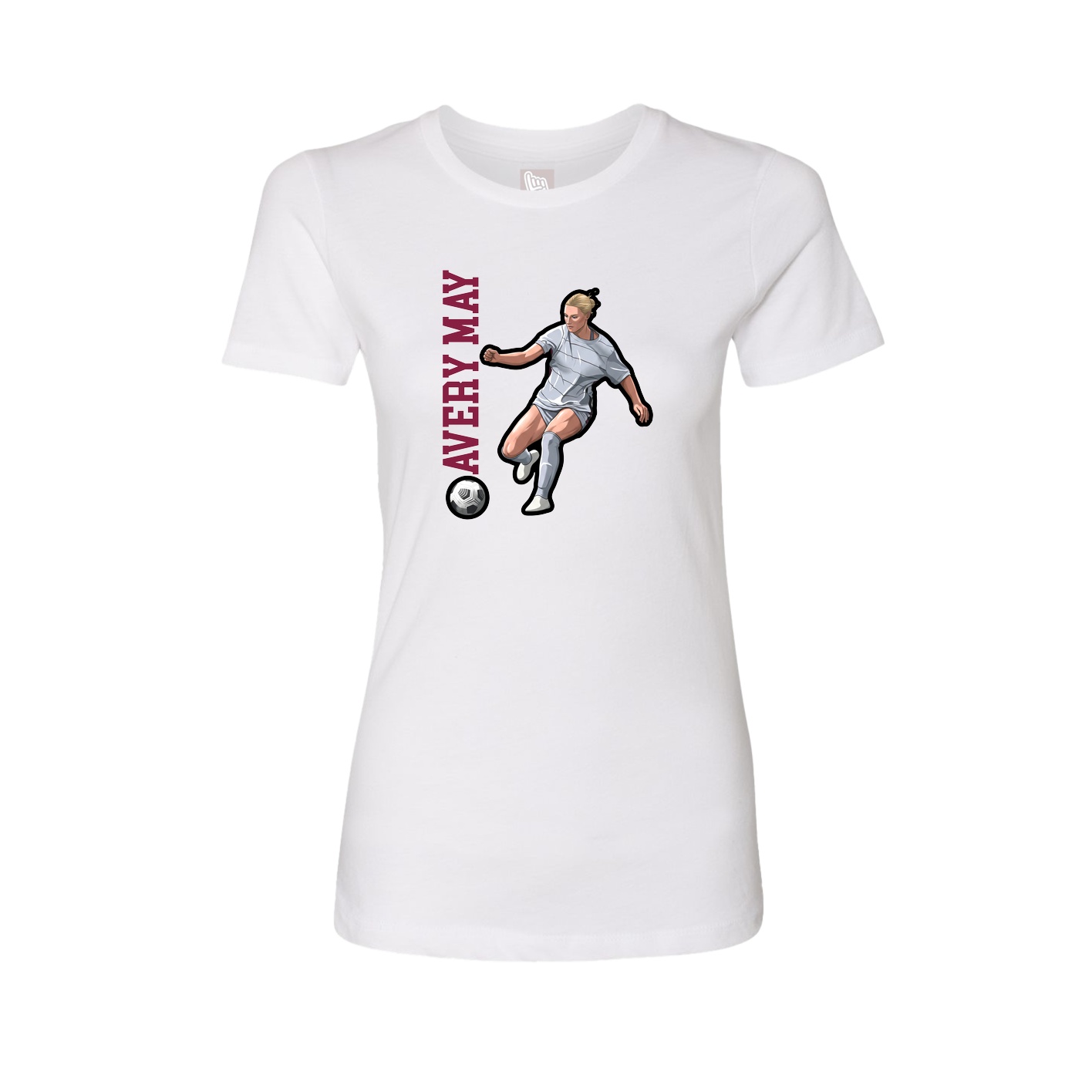 Fitted Women's Tee — Name Vertical in White