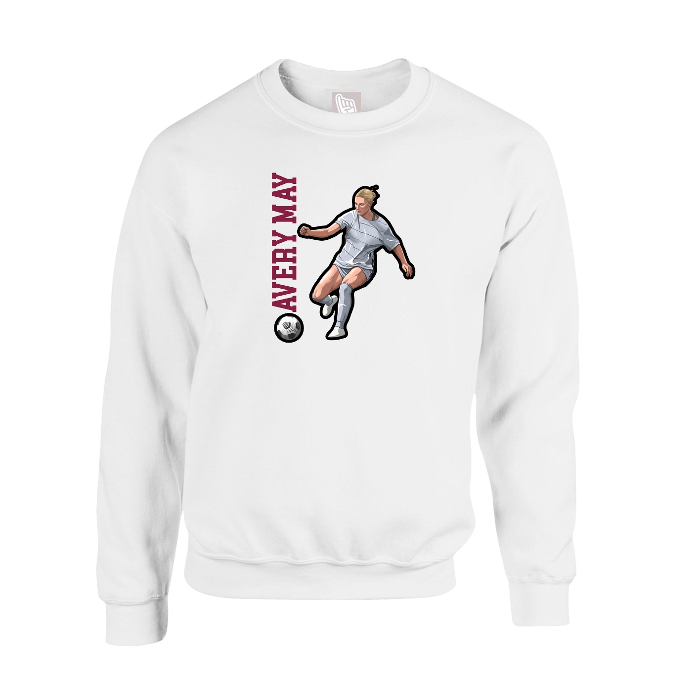 Fleece Crew — Name Vertical in White