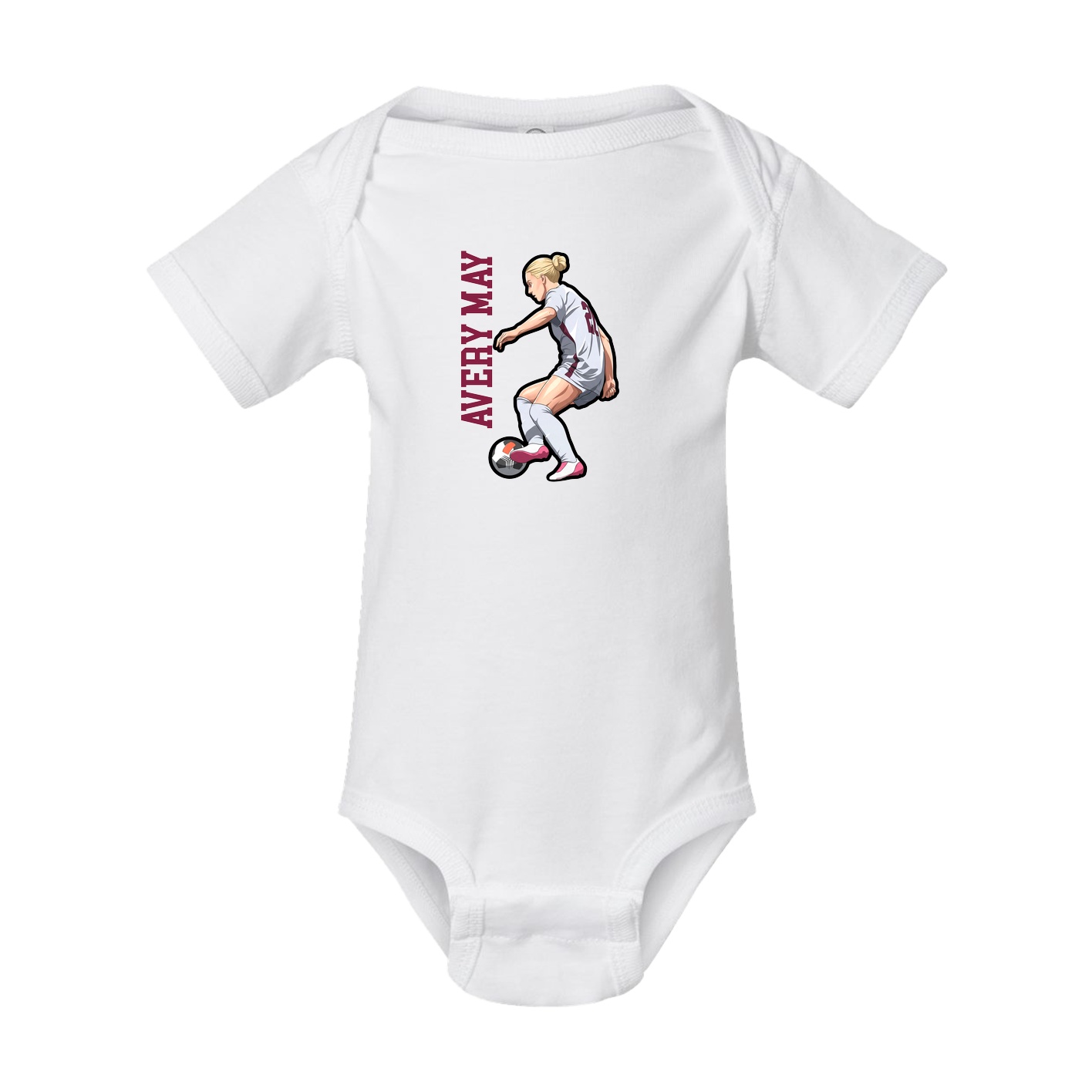 Baby Onesie — Name Vertical in White