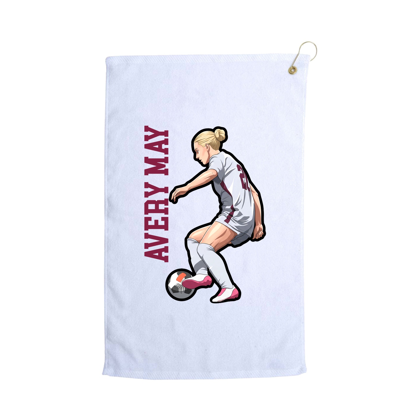 Golf Towel — Name Vertical in White