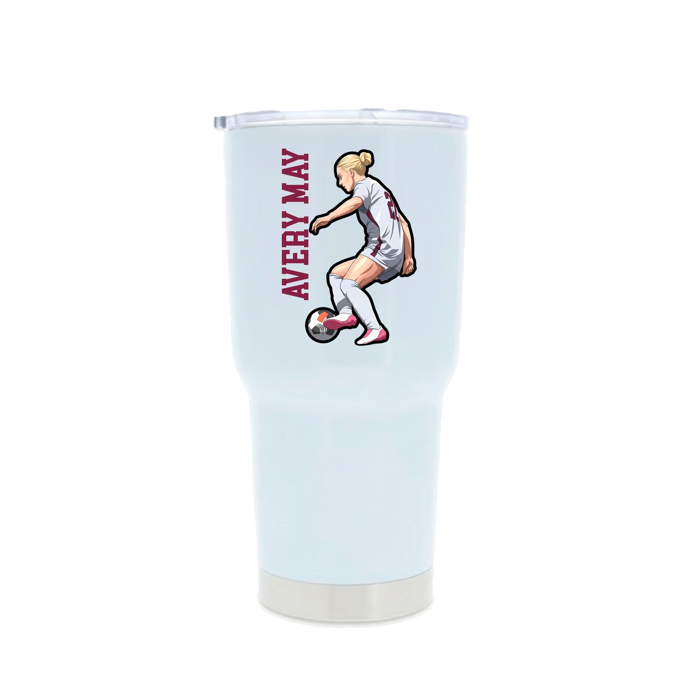 30oz Stainless Steel Tumbler — Name Vertical in White