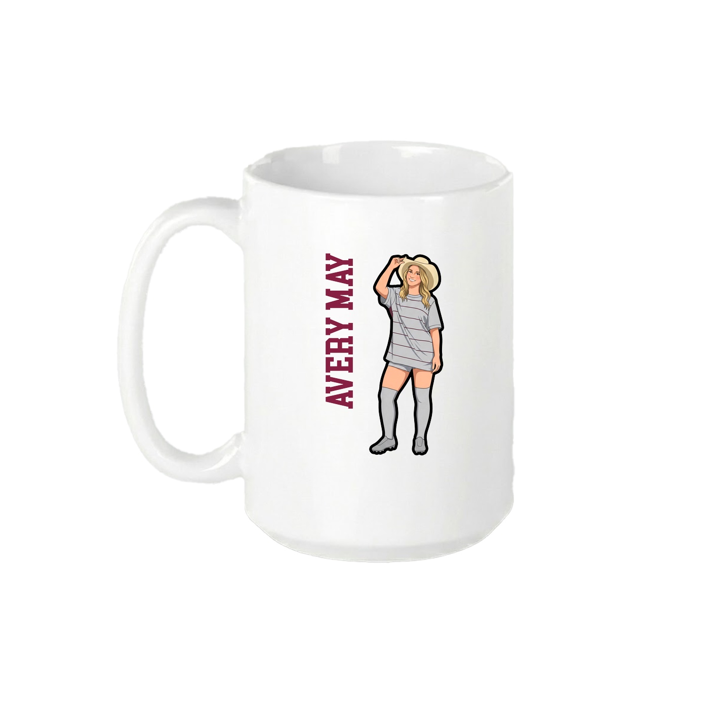15oz Coffee Mug — Name Vertical in White