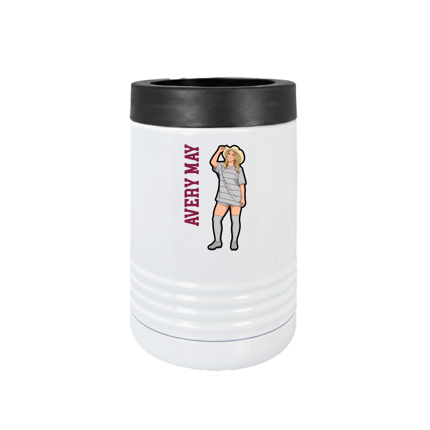 Beverage Holder — Name Vertical in White