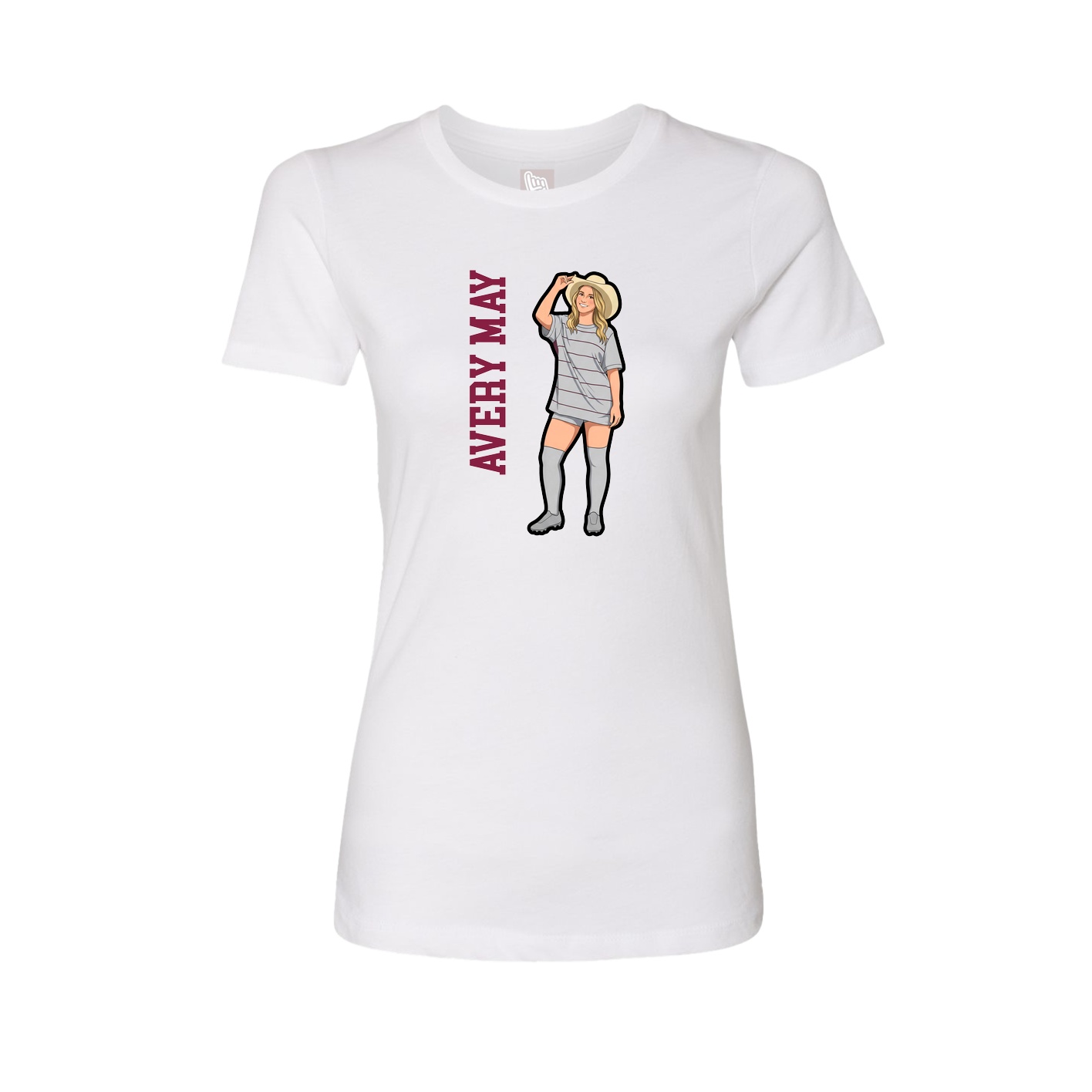 Fitted Women's Tee — Name Vertical in White