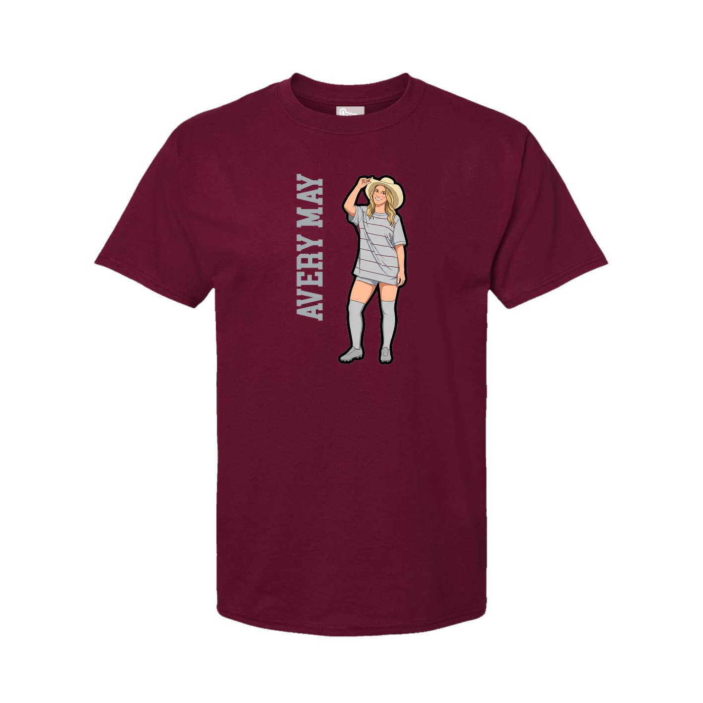 Youth Tee — Name Vertical in Cardinal