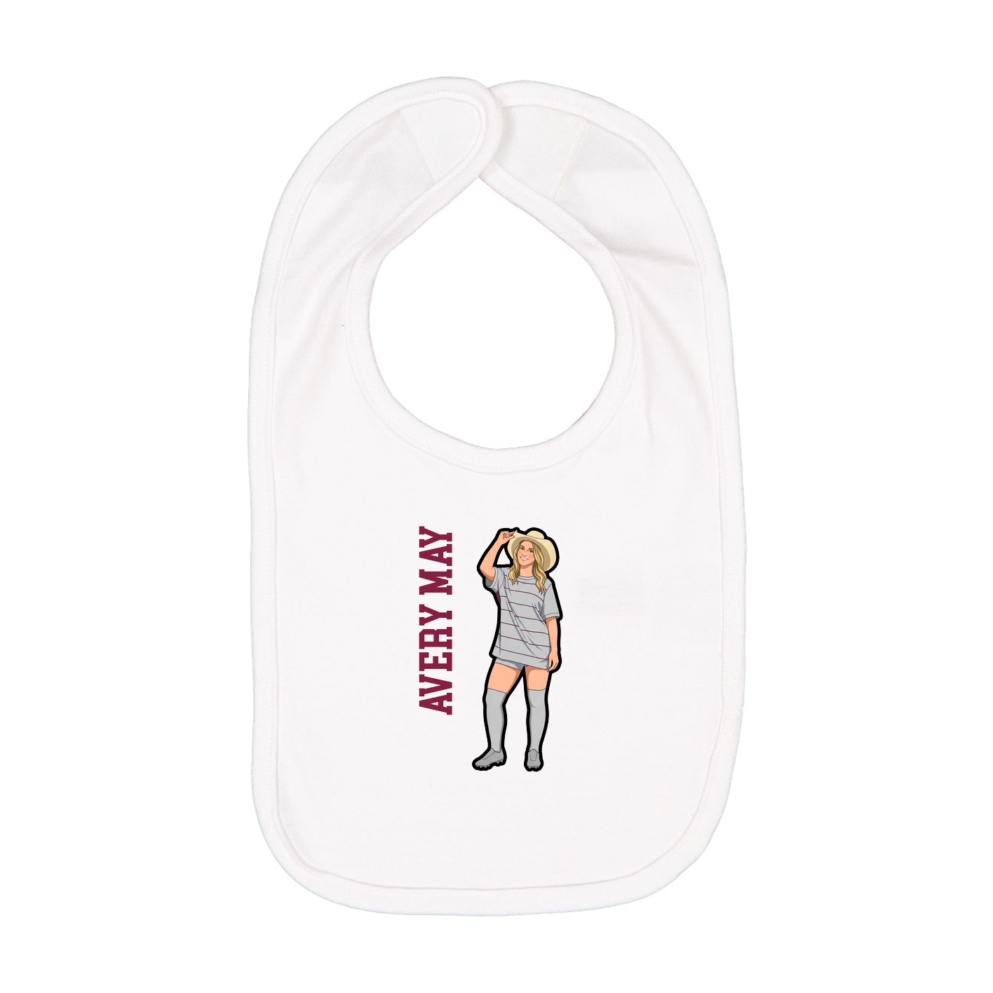 Infant Bib — Name Vertical in White