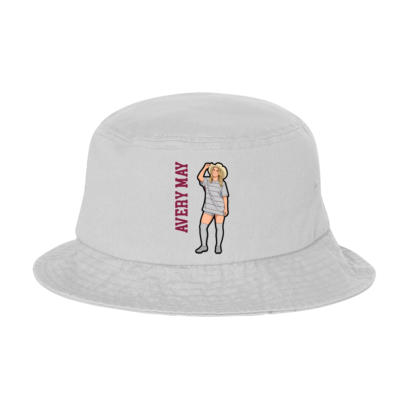 Bucket Cap — Name Vertical in White