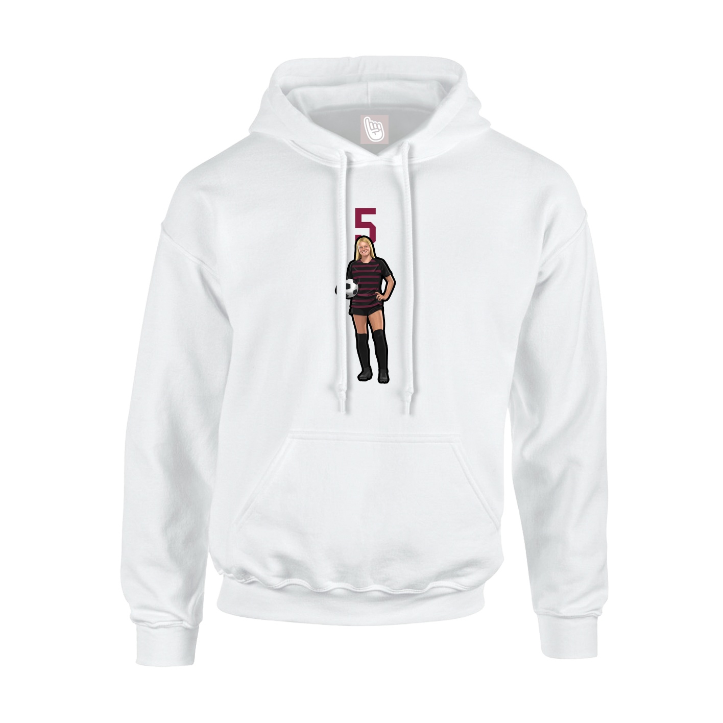 Youth Hoodie — Number Top in White