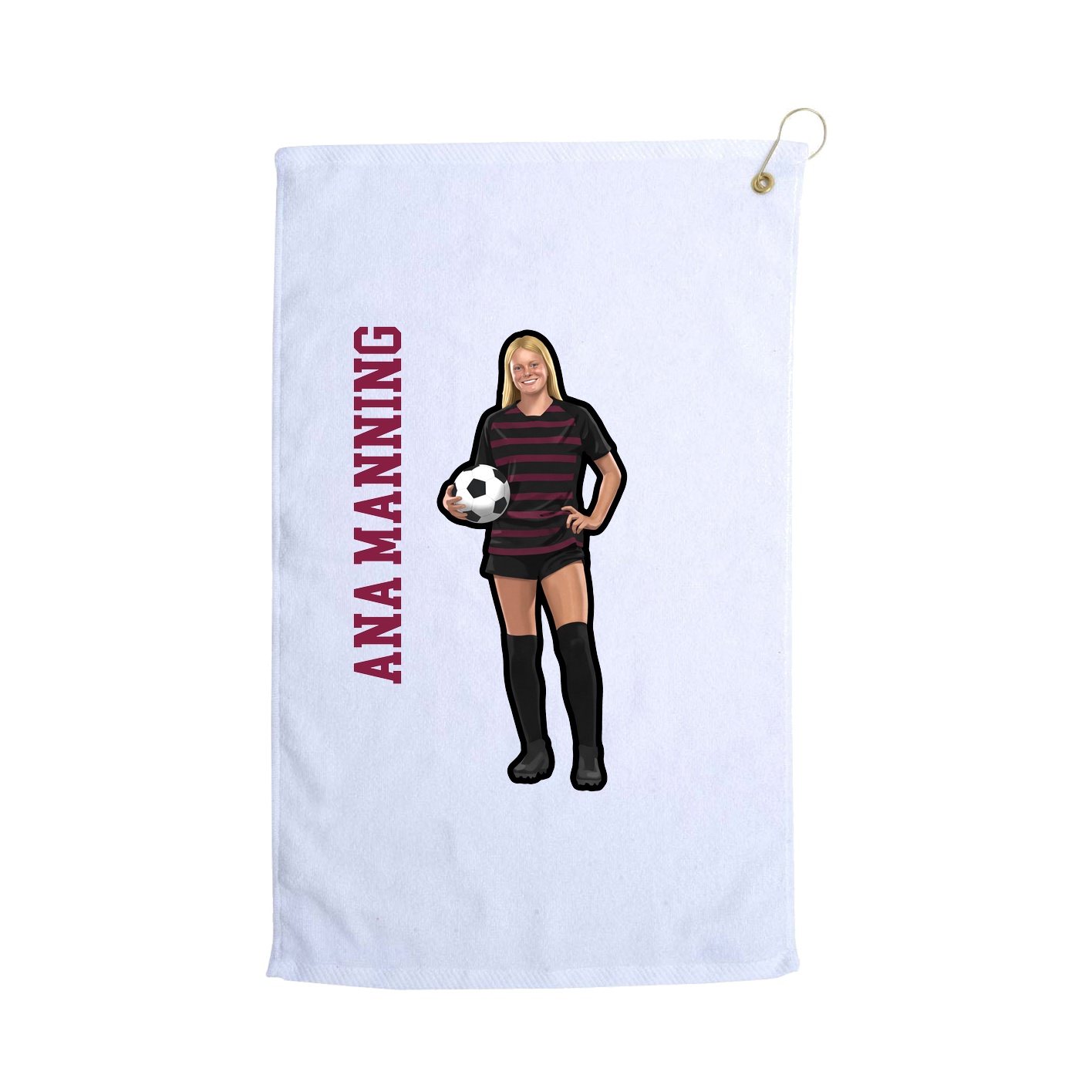 Golf Towel — Name Vertical in White