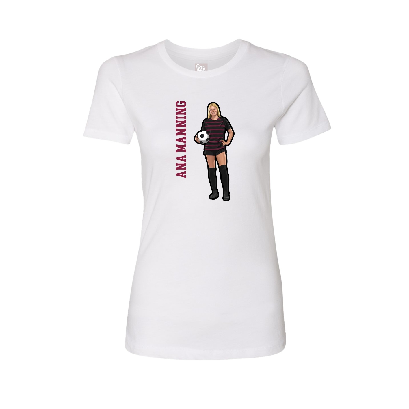 Fitted Women's Tee — Name Vertical in White