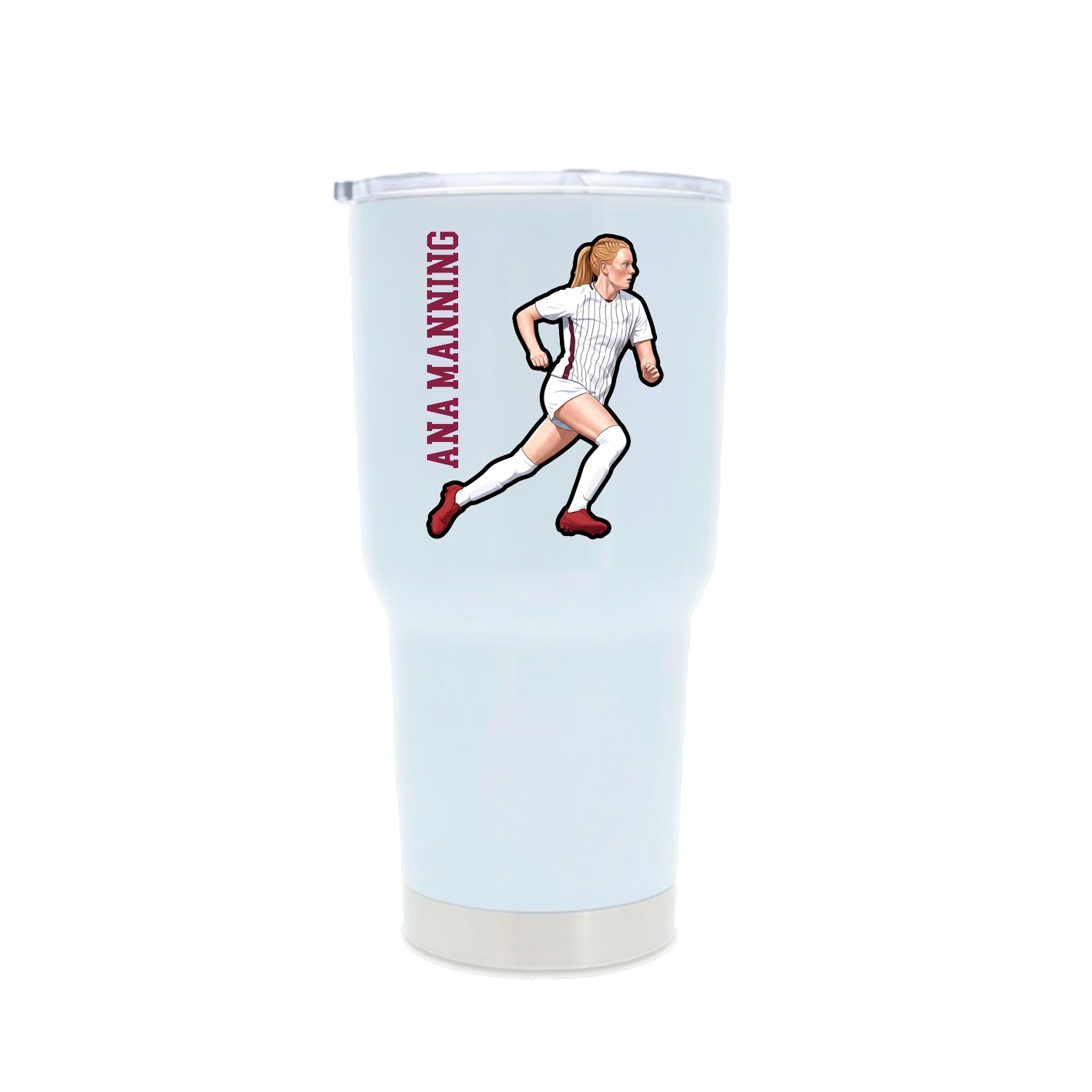 30oz Stainless Steel Tumbler — Name Vertical in White