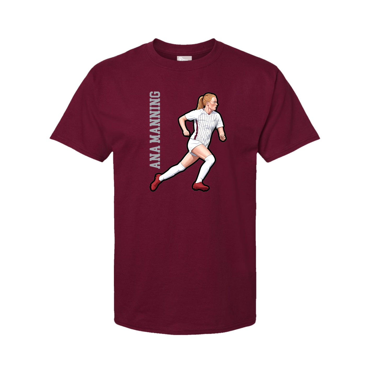 Youth Tee — Name Vertical in Cardinal