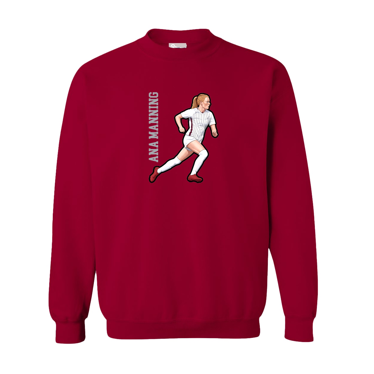 Fleece Crew — Name Vertical in Cardinal