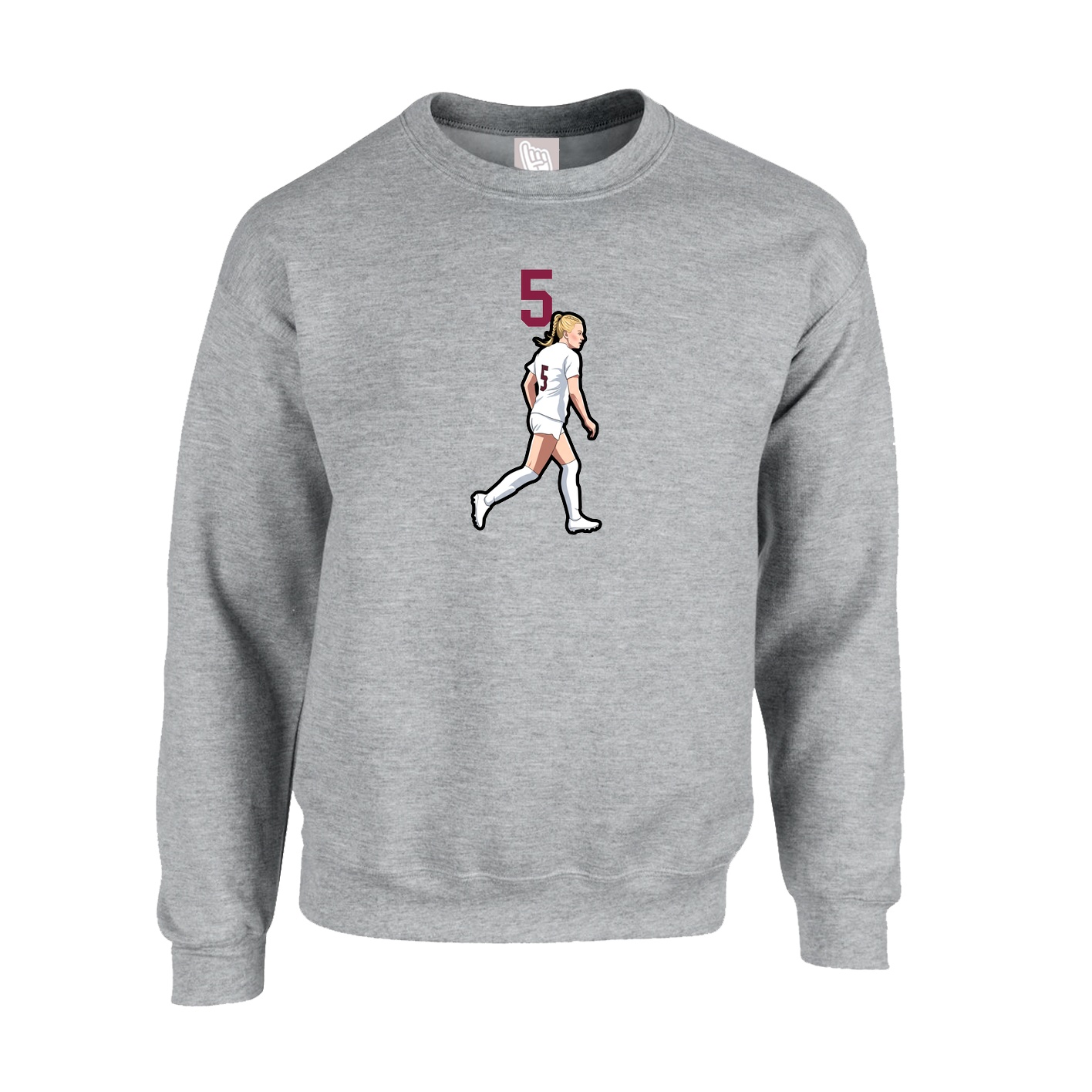 Fleece Crew — Number Top in Grey