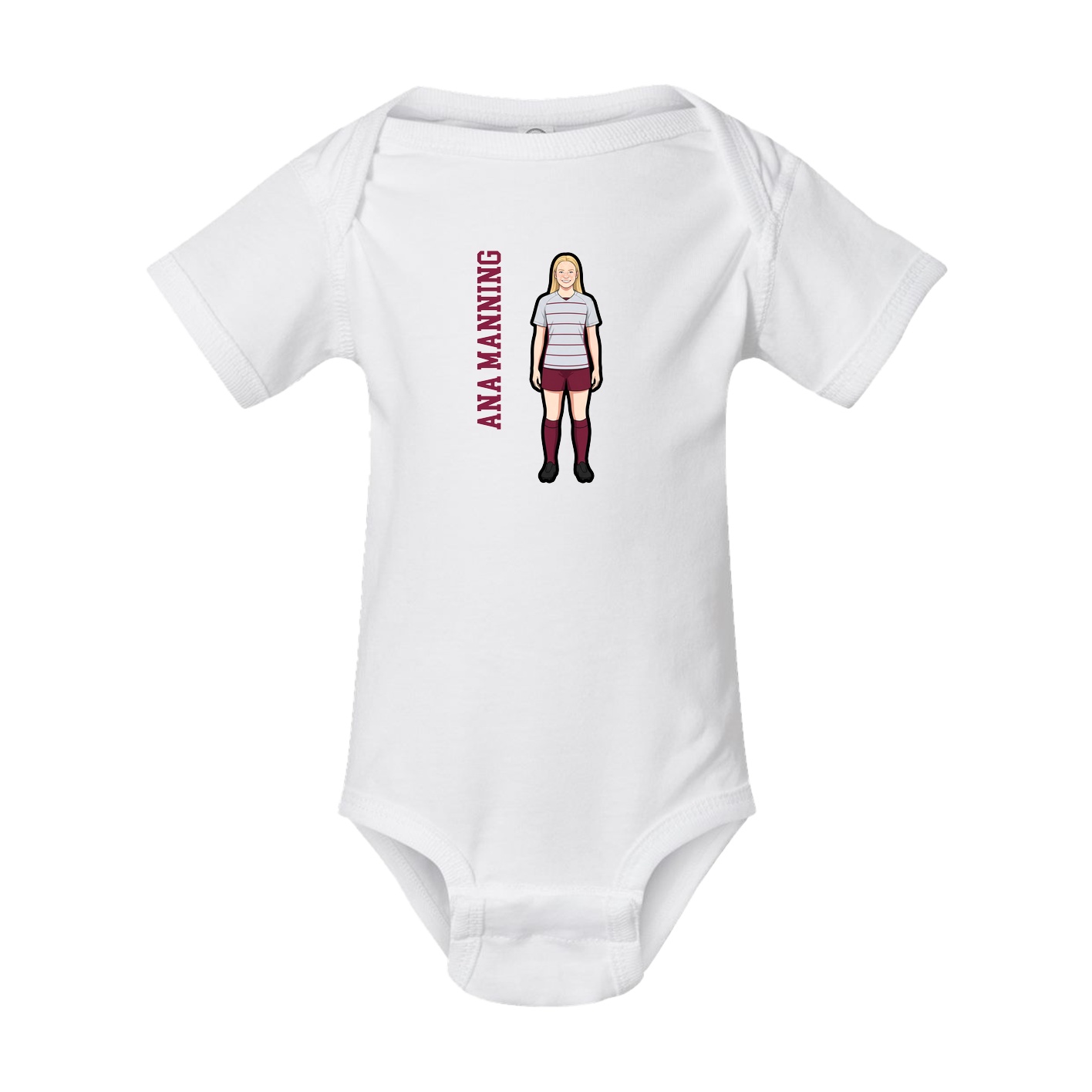 Baby Onesie — Name Vertical in White