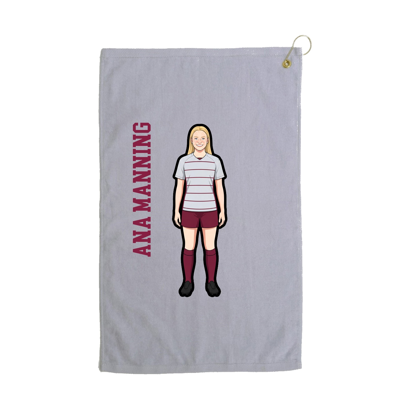 Golf Towel — Name Vertical in Grey