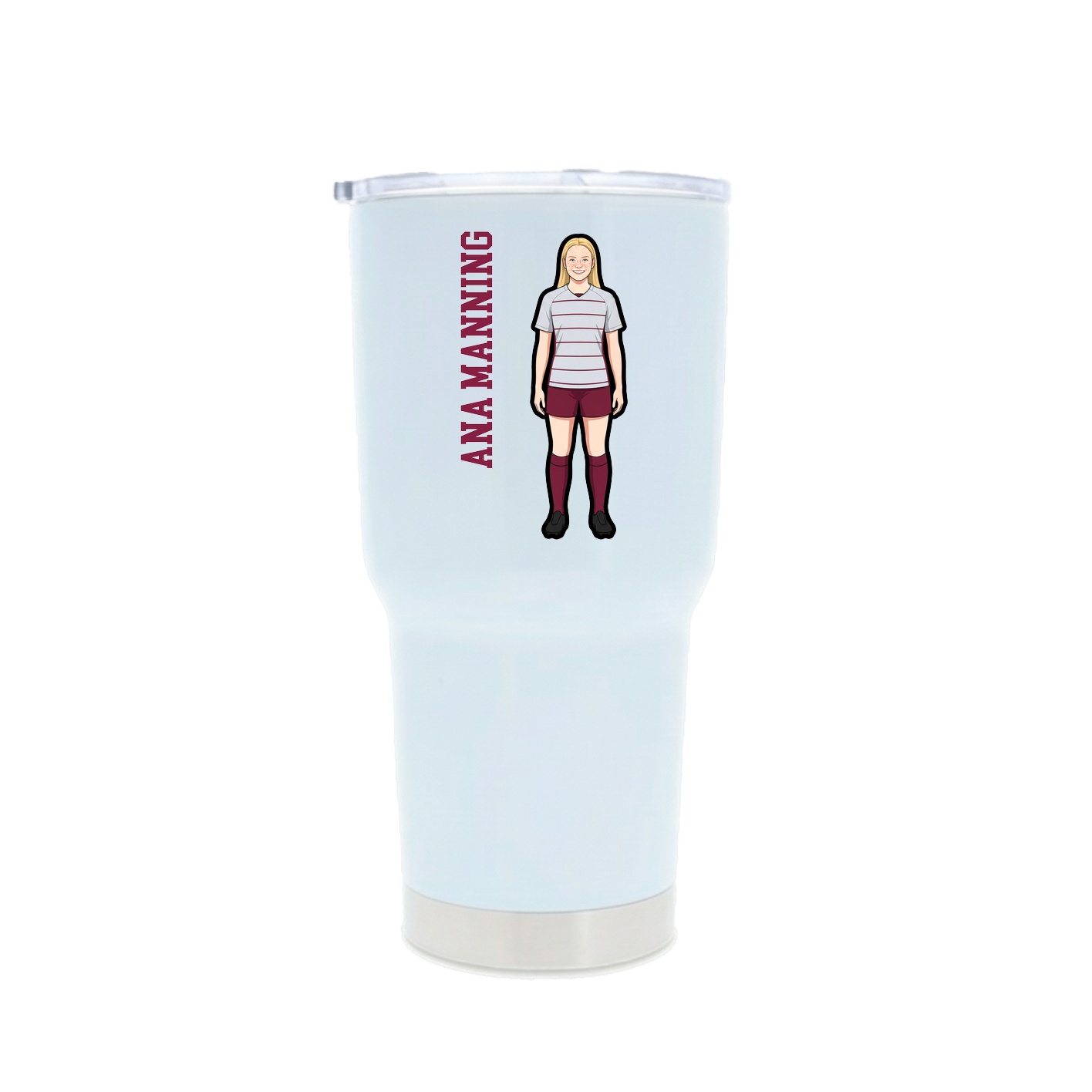 30oz Stainless Steel Tumbler — Name Vertical in White