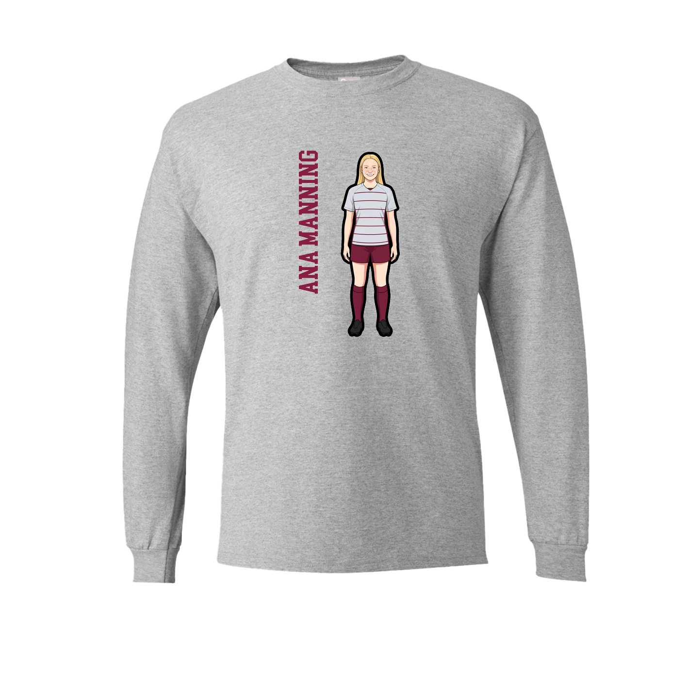Long Sleeve Tee — Name Vertical in Grey