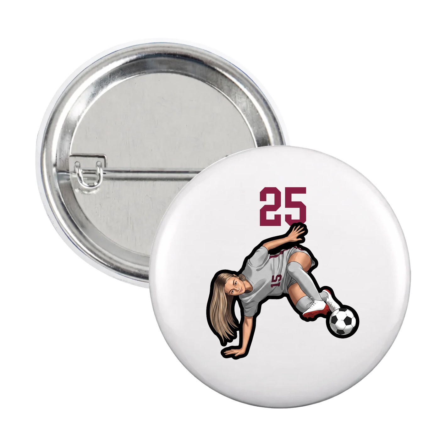 Game Day Button — Number Top in White