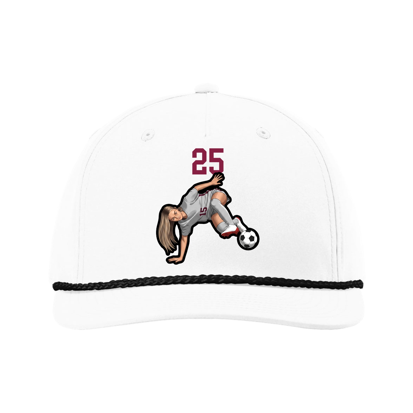 Five-Panel Classic Rope Cap — Number Top in White