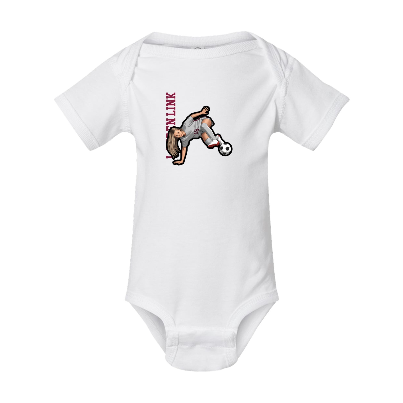 Baby Onesie — Name Vertical in White