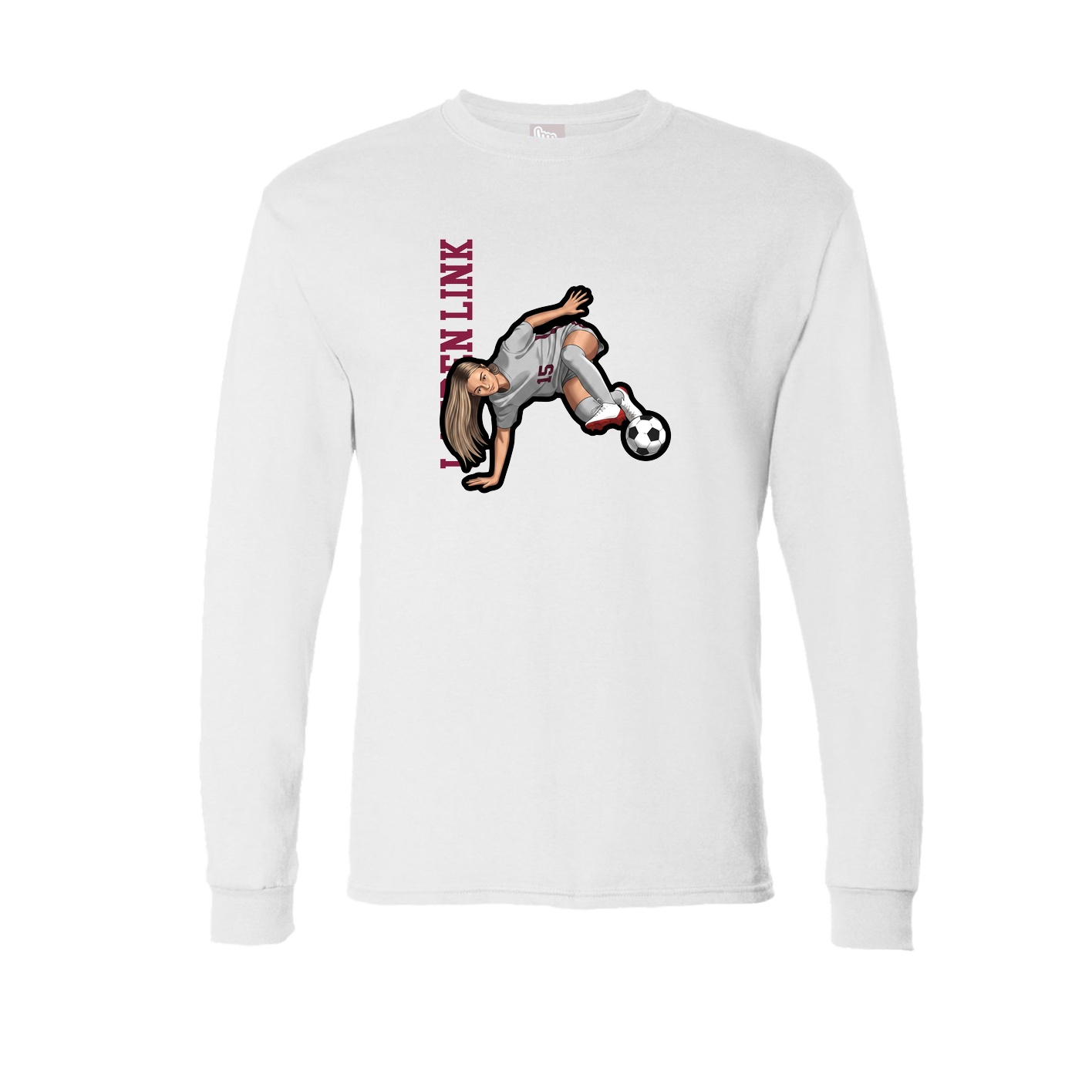 Long Sleeve Tee — Name Vertical in White