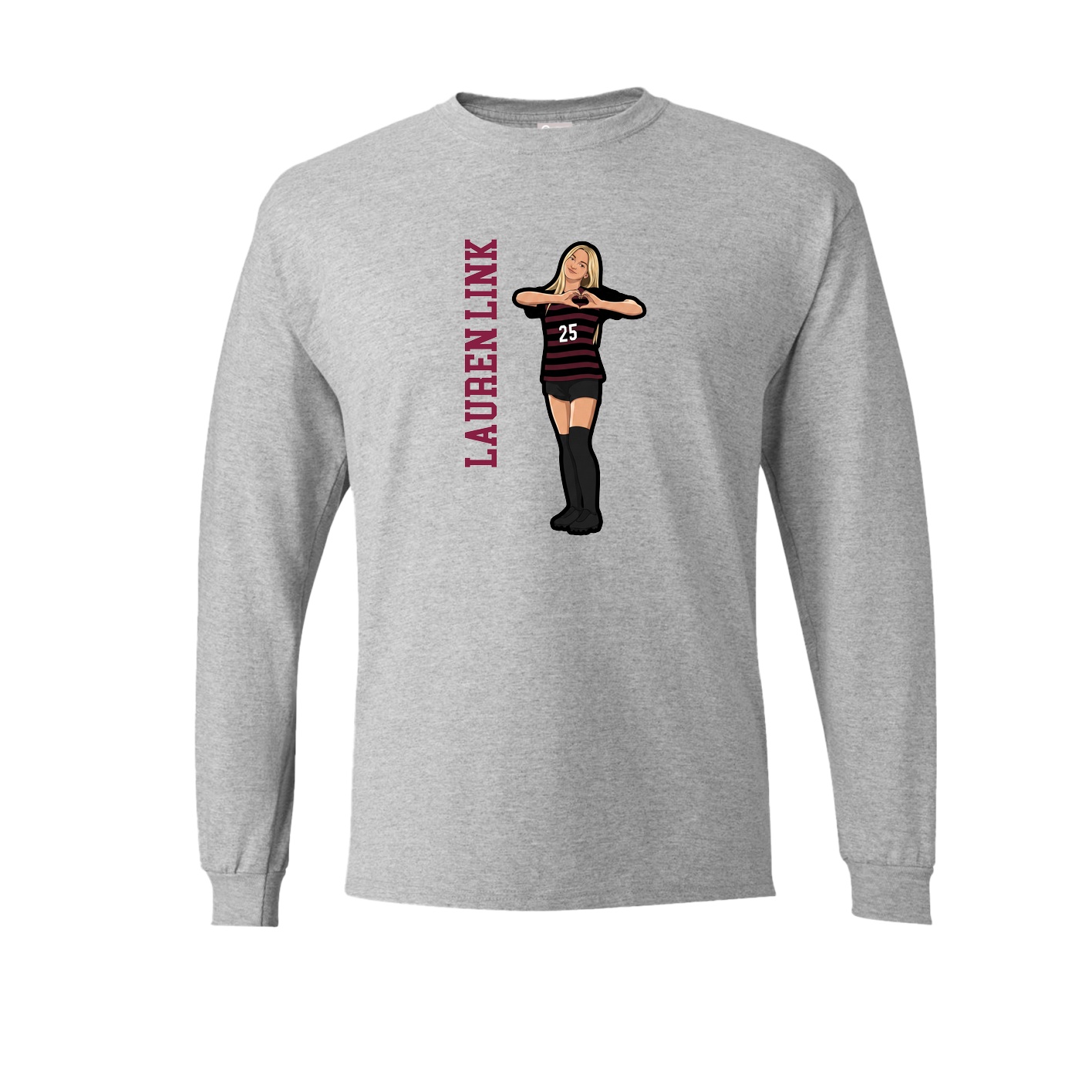 Long Sleeve Tee — Name Vertical in Grey