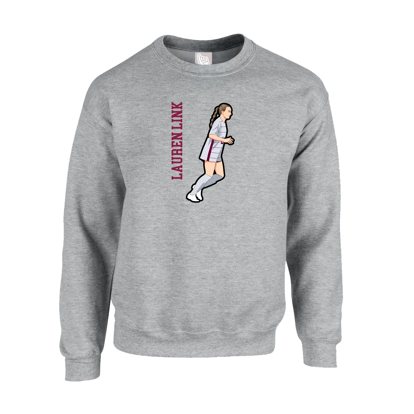Fleece Crew — Name Vertical in Grey