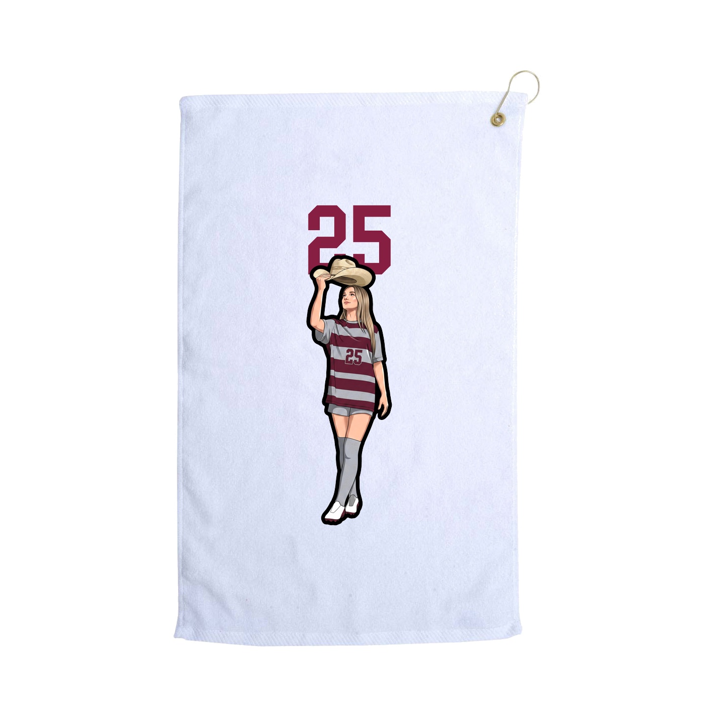 Golf Towel — Number Top in White