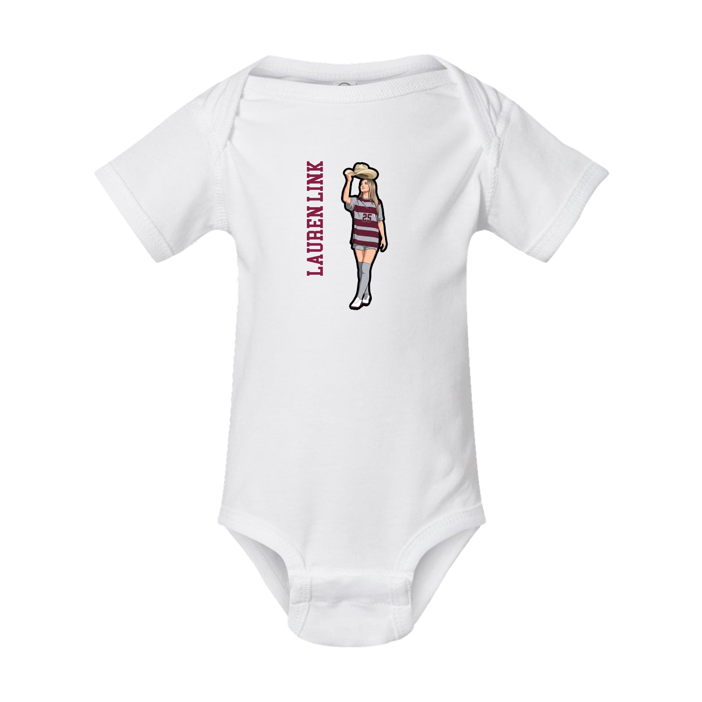 Baby Onesie — Name Vertical in White