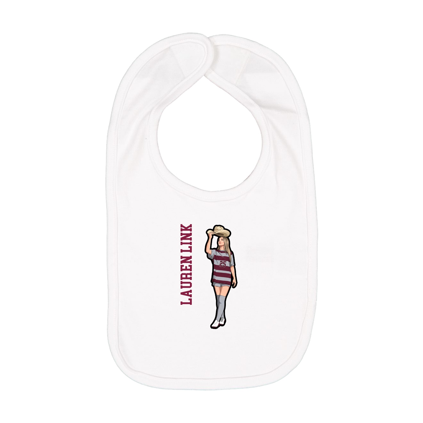 Infant Bib — Name Vertical in White