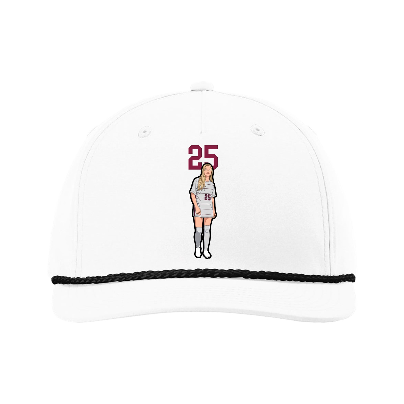 Five-Panel Classic Rope Cap — Number Top in White
