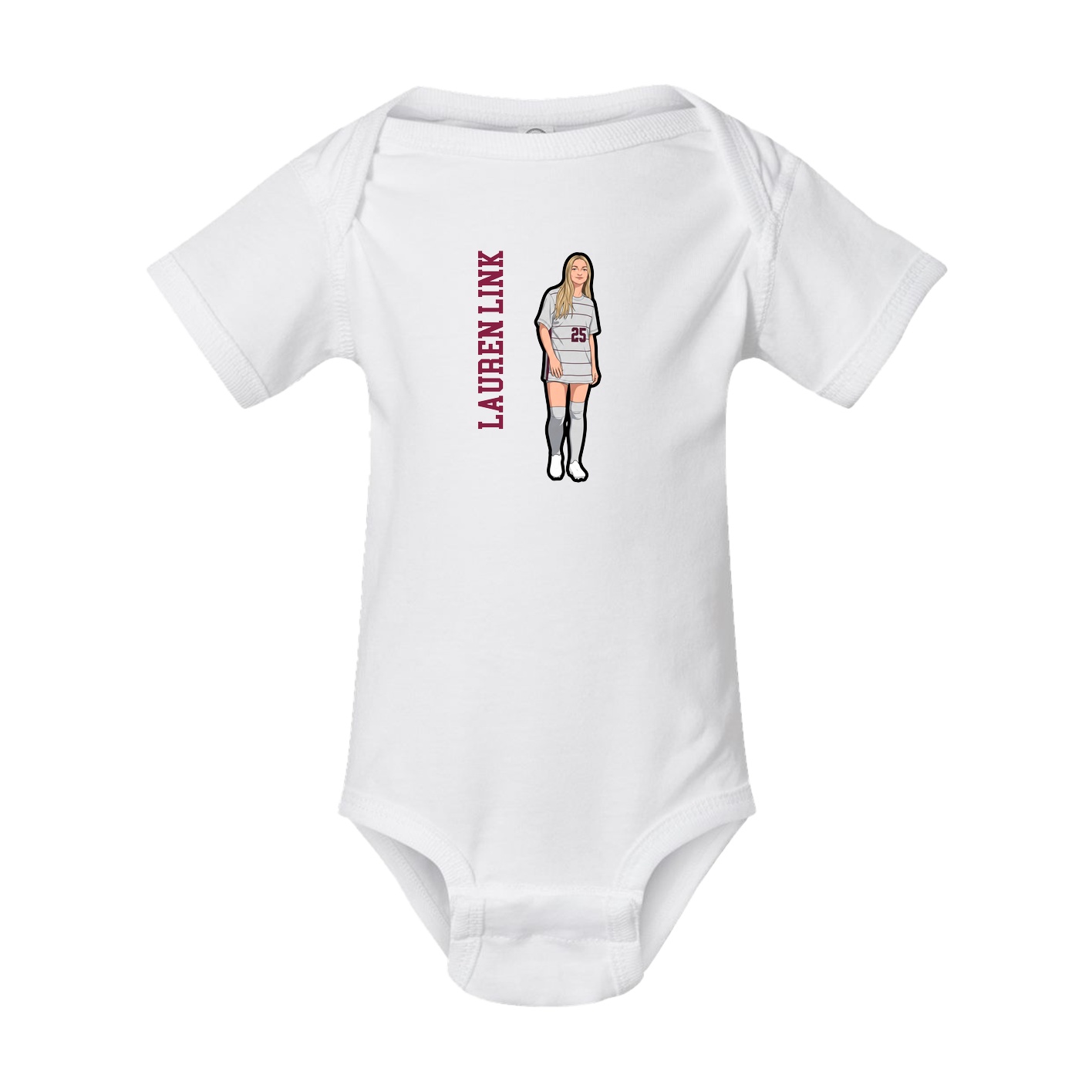 Baby Onesie — Name Vertical in White