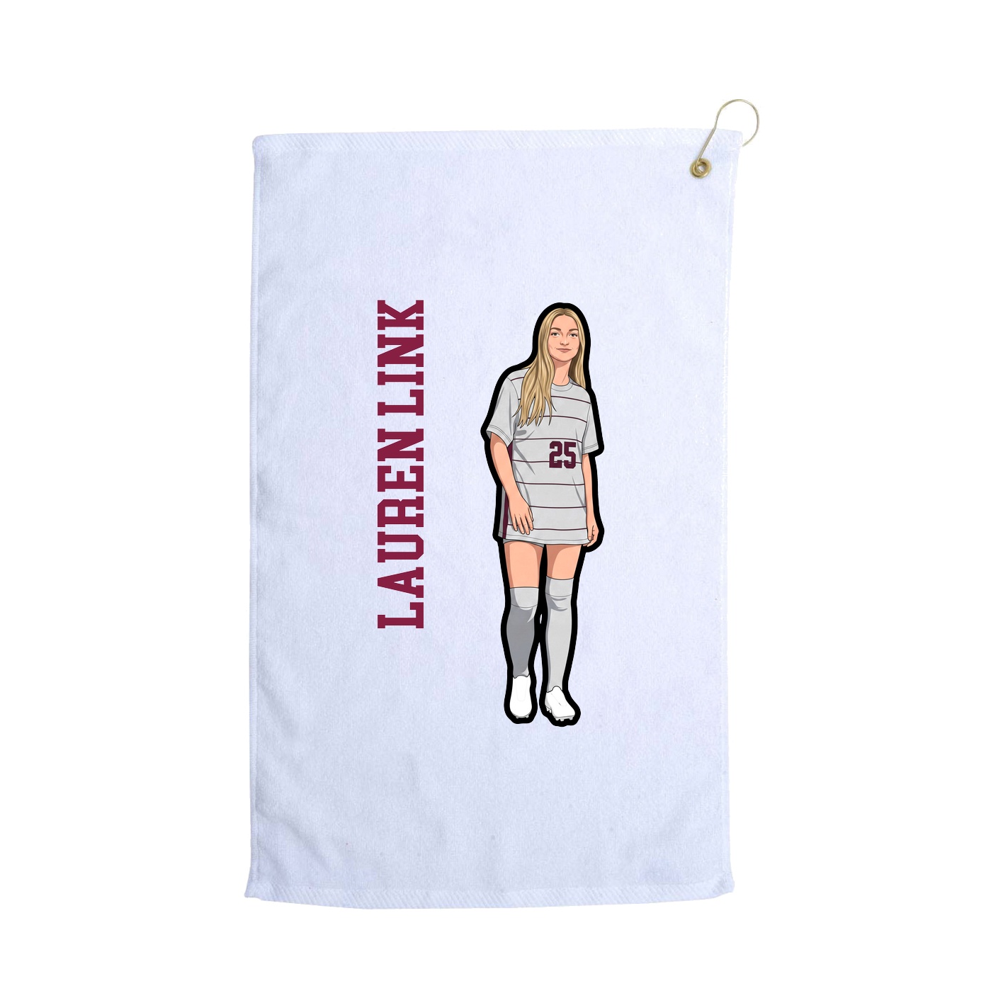 Golf Towel — Name Vertical in White