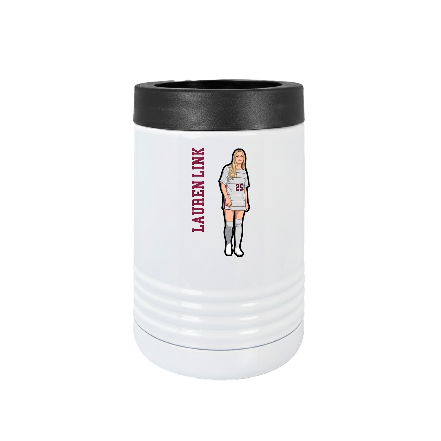 Beverage Holder — Name Vertical in White