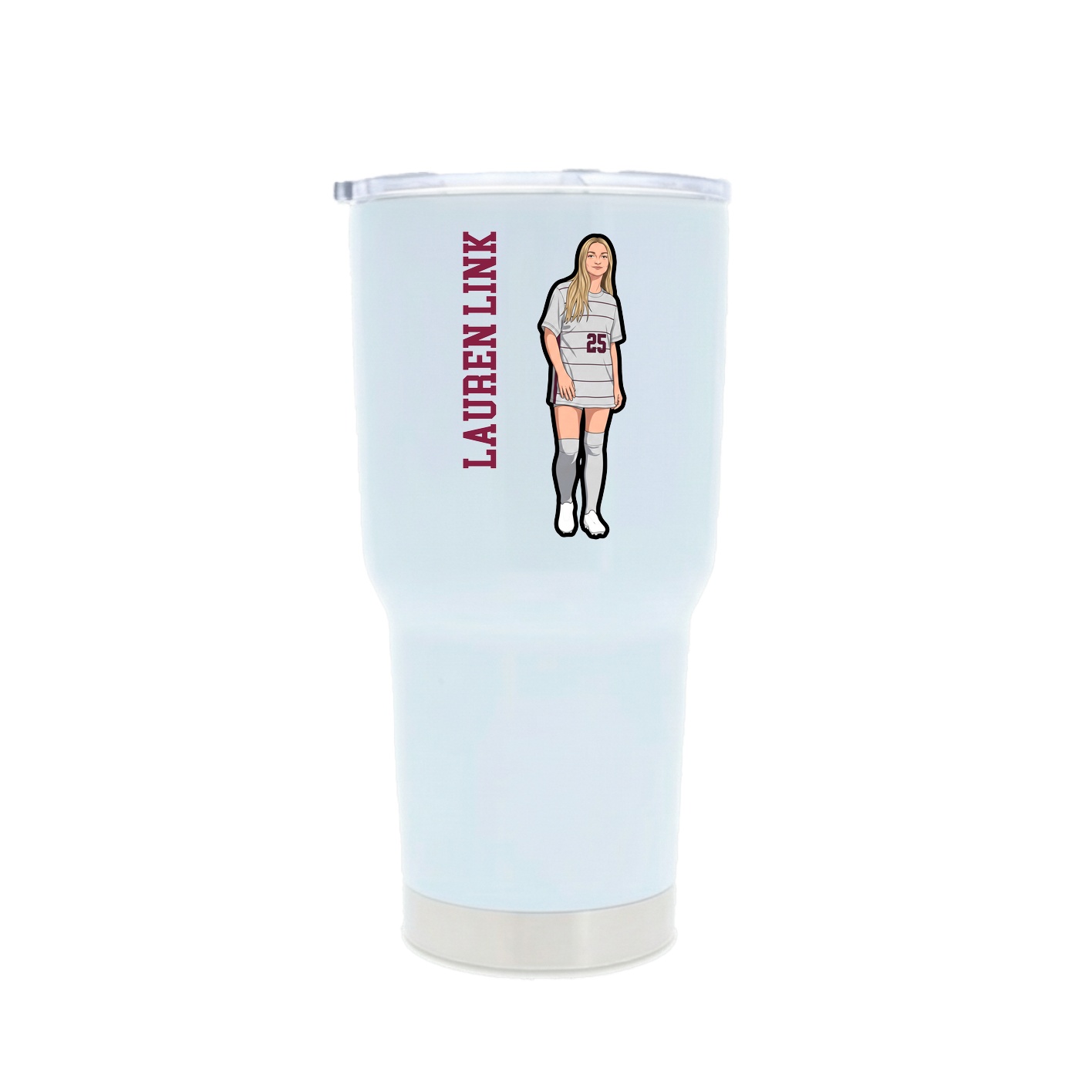 30oz Stainless Steel Tumbler — Name Vertical in White
